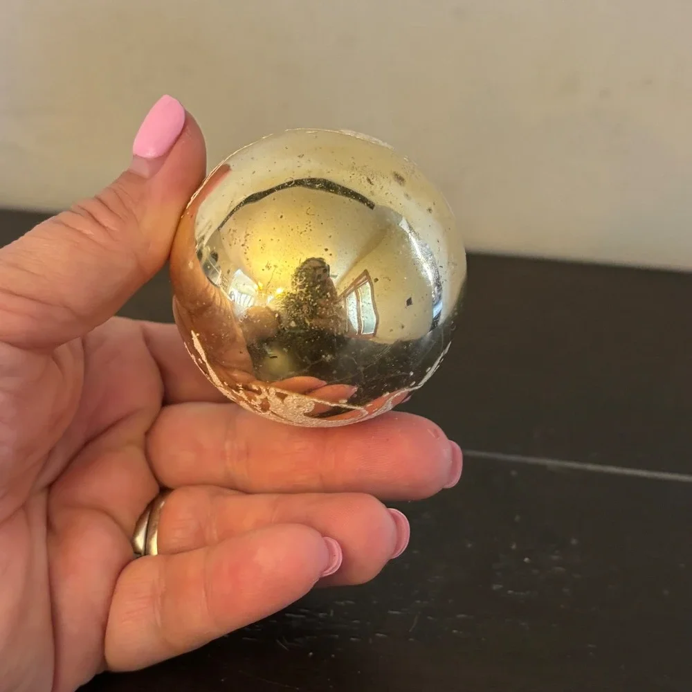 Vintage Glass Christmas Ornaments Lot 8pc Peace on Earth Frosted‎ Mercury Glass